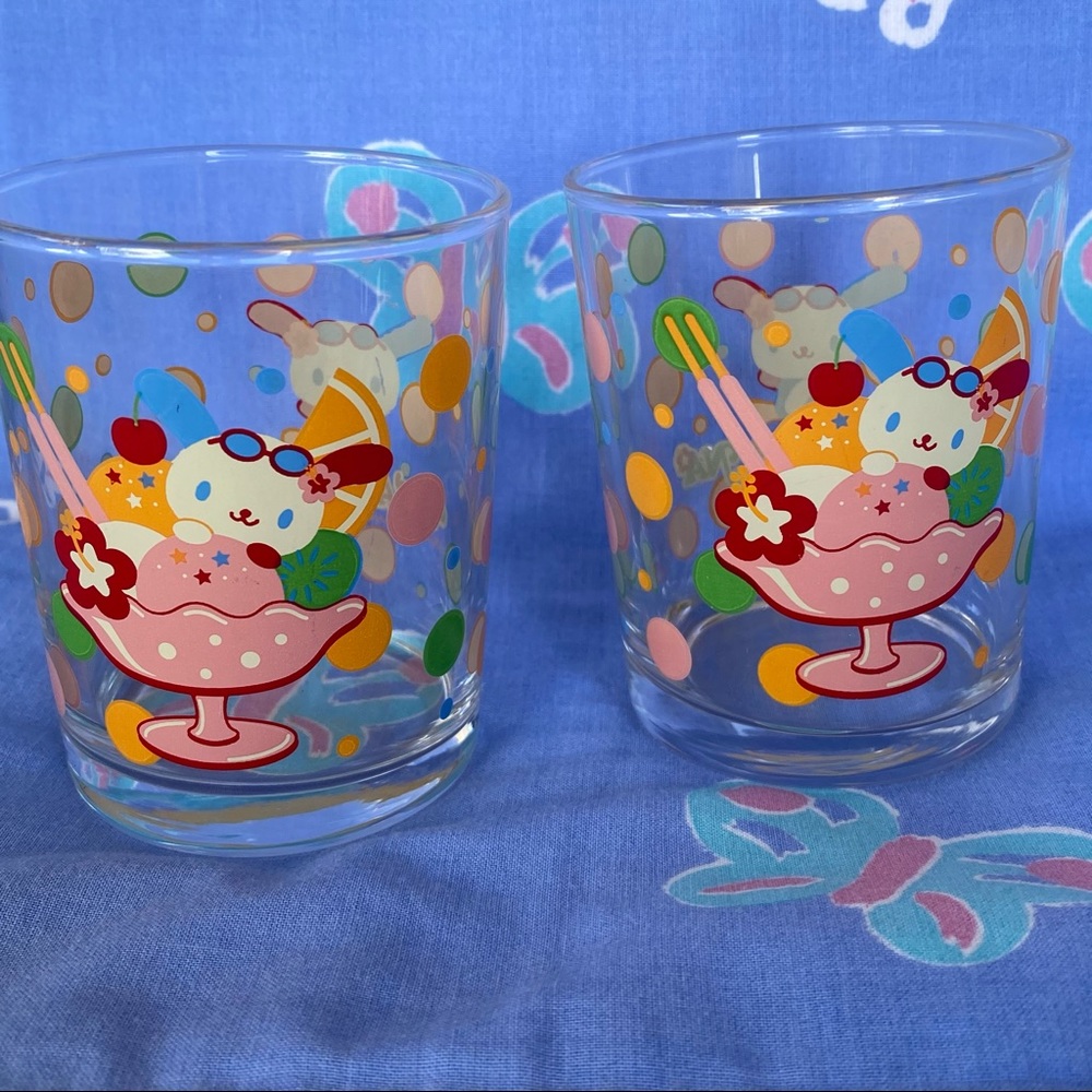 Rare Sanrio U SA HA NA Set Two Drinking Glasses
